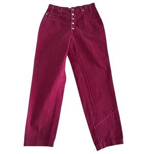 Sasson Corduroy Jeans Button Fly High Rise Winter Berry Red 80s Y2K 27, VTG